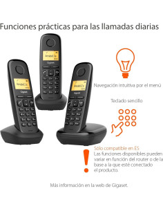 Teléfono inalámbrico fiable Gigaset A170 Trio negro DECT 2