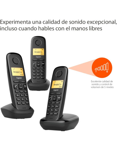 Teléfono inalámbrico fiable Gigaset A170 Trio negro DECT