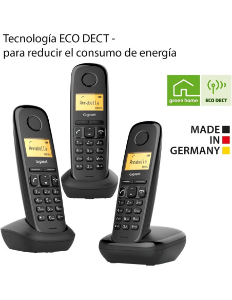 Teléfono inalámbrico fiable Gigaset A170 Trio negro DECT