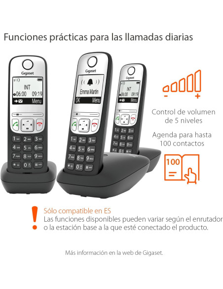 Teléfono inalámbrico fiable Gigaset A690 Trio negro