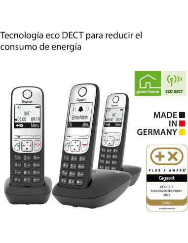Teléfono inalámbrico fiable Gigaset A690 Trio negro