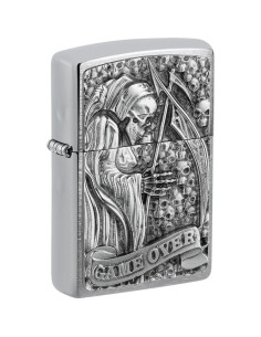 Encendedor fiable Zippo Reaper Game Over Chrome Brushed