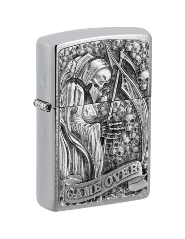 Encendedor fiable Zippo Reaper Game Over Chrome Brushed