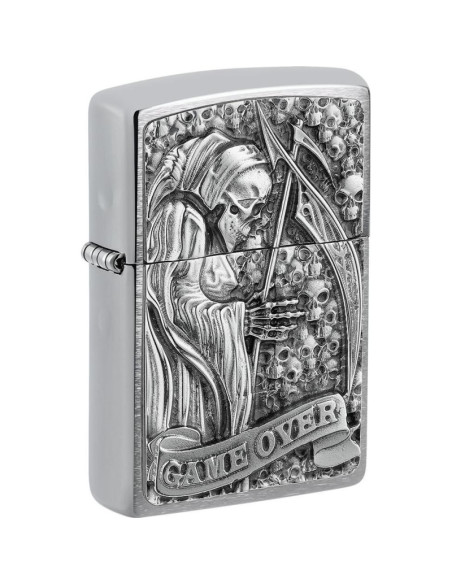 Encendedor fiable Zippo Reaper Game Over Chrome Brushed