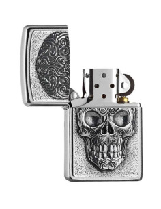 Encendedor fiable Zippo 205 The Skull Satin Chrome 2