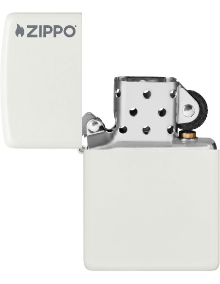 Encendedor fiable Zippo White Matte con logo