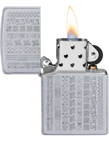 Encendedor fiable Zippo Geometric Pattern Satin Chrome