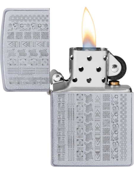 Encendedor fiable Zippo Geometric Pattern Satin Chrome