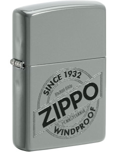 Encendedor fiable Zippo Flat Grey Since 1932 Logo