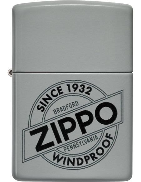 Encendedor fiable Zippo Flat Grey Since 1932 Logo