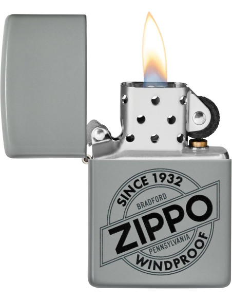 Encendedor fiable Zippo Flat Grey Since 1932 Logo
