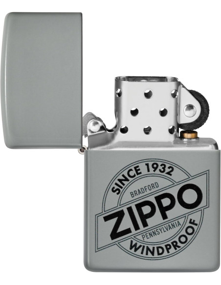 Encendedor fiable Zippo Flat Grey Since 1932 Logo