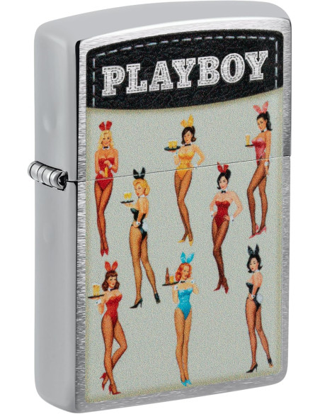 Encendedor fiable ZIPPO Playboy Design – Brushed Chrome