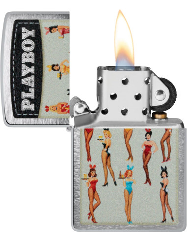 Encendedor fiable ZIPPO Playboy Design – Brushed Chrome