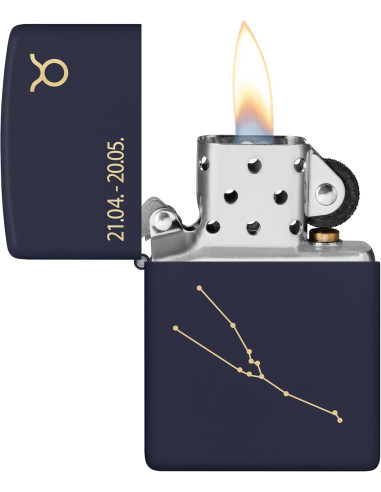 Encendedor Zippo Zodiac Taurus Azul Marino Mate