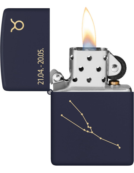 Encendedor Zippo Zodiac Taurus Azul Marino Mate