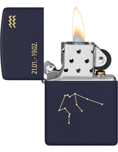 Encenedor Zippo Zodiac Aquarius Design Navy Matte
