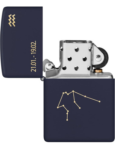 Encenedor Zippo Zodiac Aquarius Design Navy Matte