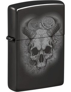 ENCENDEDOR ZIPPO FLOWER SKULL WITH HORNS