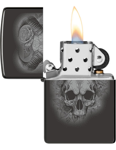 Zippo Flower Skull with Horns – Encenedor rock i gòtic