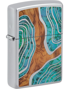 Encendedor Zippo Wood and Shell High Polish Chrome Original