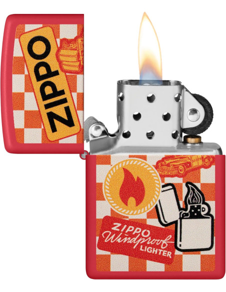 Encendedor Zippo Retro Red Matte Original Metálico