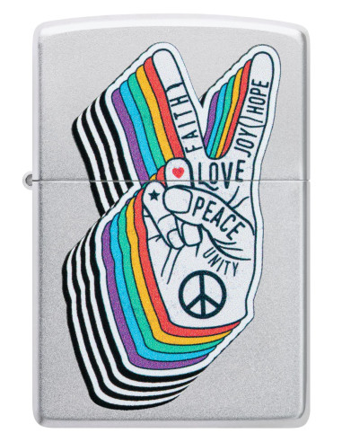 Zippo 205 Peace Design Satin Chrome Encendedor Zippo