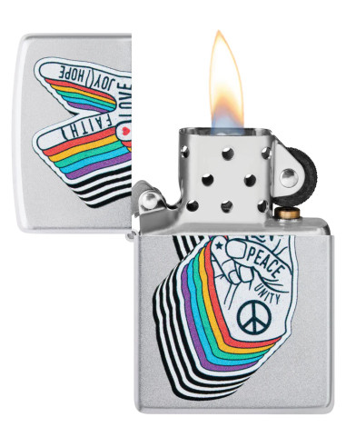Zippo 205 Peace Design Satin Chrome Encendedor Zippo
