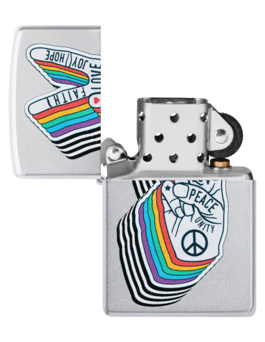 Zippo 205 Peace Design Satin Chrome Encendedor Zippo