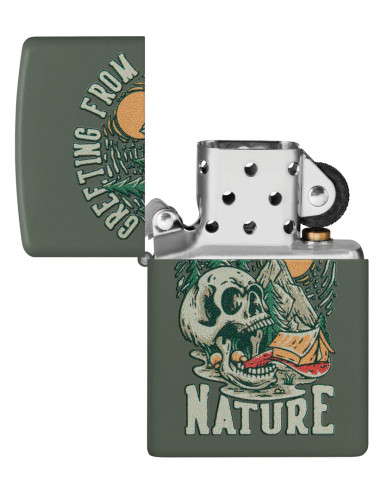 Zippo 221 Skull Nature Green Matte Encendedor Zippo