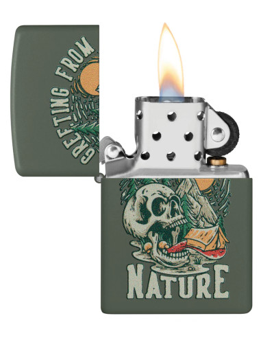 Zippo 221 Skull Nature Green Matte Encendedor Zippo