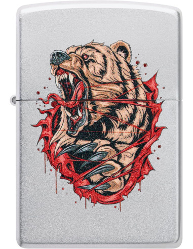 Zippo 205 Fierce Bear – Encendedor Satin Chrome