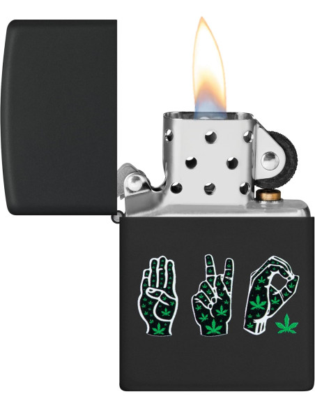 Zippo Cannabis Design 218 – Encendedor Black Matte
