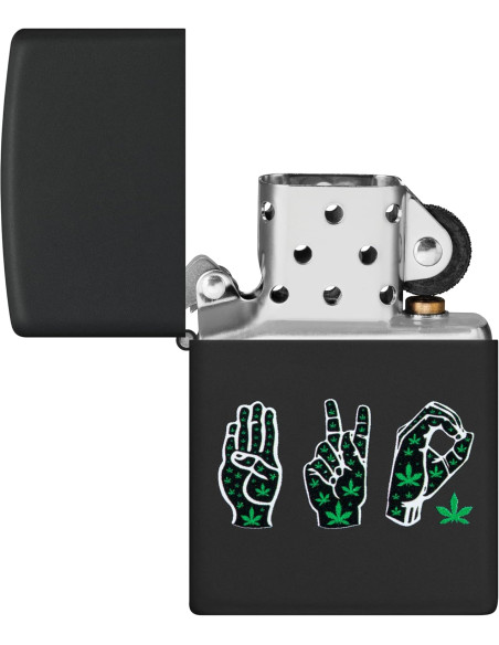 Zippo Cannabis Design 218 – Encendedor Black Matte