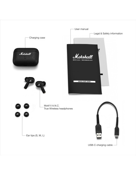 “Marshall Motif II ANC TWS Black auriculares para música y llamadas”