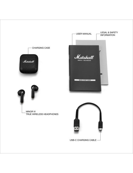 “Marshall Minor IV TWS Black auriculares para música y llamadas”