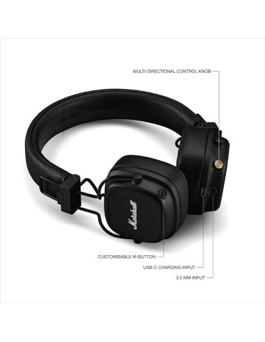 Auriculares Major V Black con graves profundos y sonido claro”