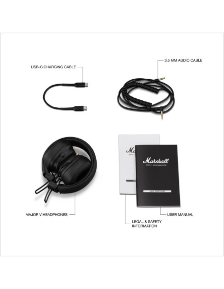 “Marshall Major V auriculares cómodos para música y llamadas”