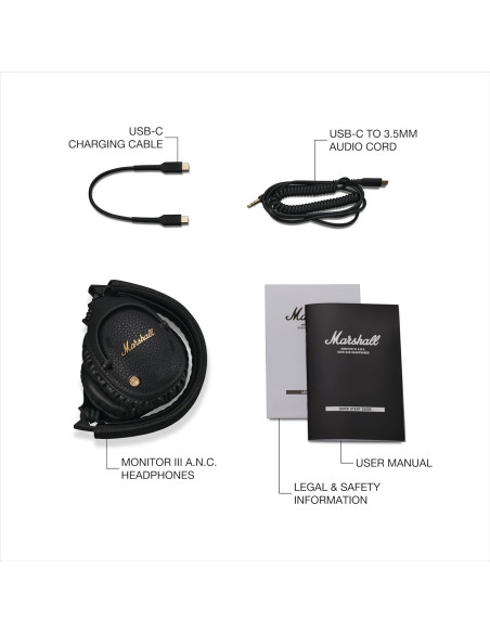 “Auriculares Marshall Monitor III cómodos y resistentes con control táctil”