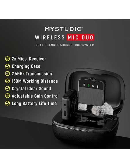 Easypix MyStudio Mic Duo micrófono doble inalámbrico sistema portátil
