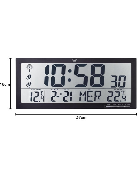 Reloj de pared Trevi OM 3530 RC Negro – Digital y Preciso